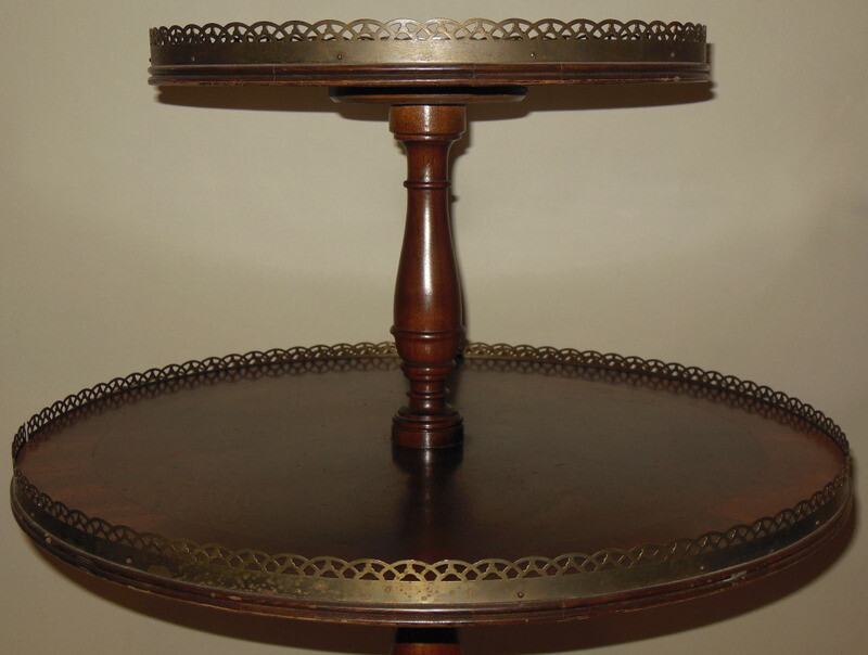 Antique 2 Tier DESSERT Dumbwaiter TABLE Shelf Flame Mahogany REGENCY gallery