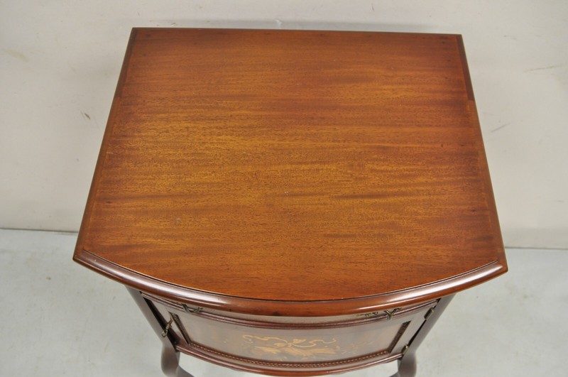 Antique Victorian Mahogany Lift Top Inlaid Nightstand Sewing Stand Side Table gallery