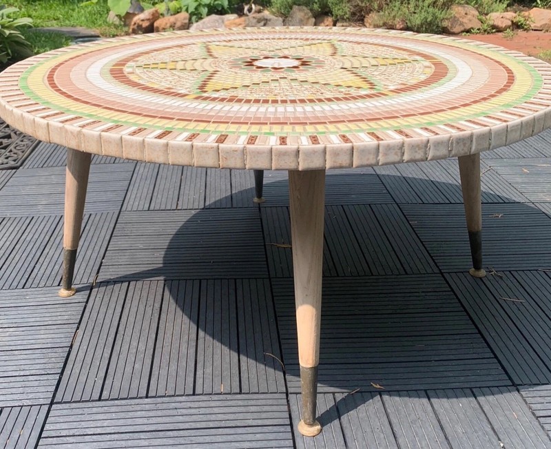1960s MCM Atomic Mosaic Tile Coffee Table 32" gallery