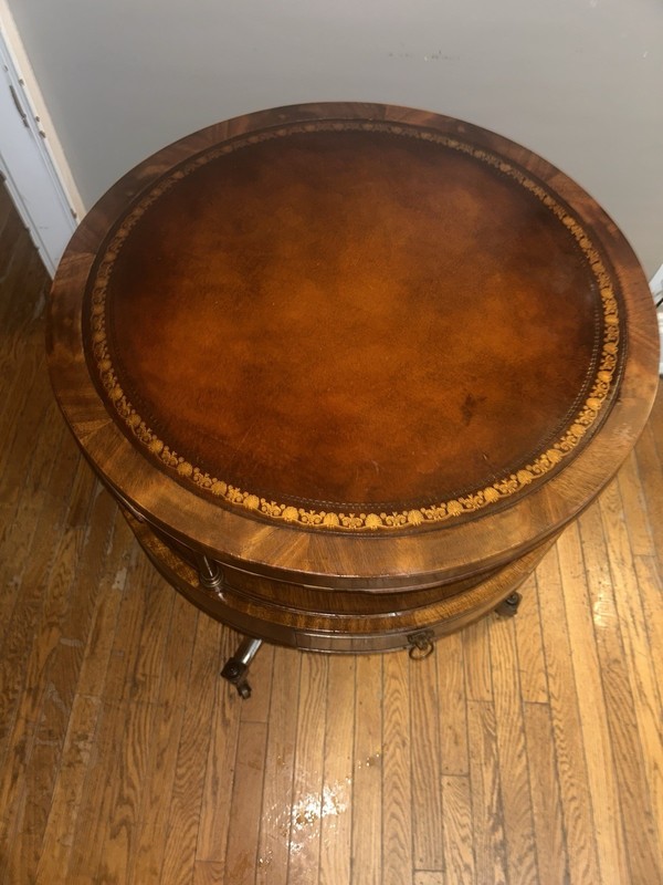 1 Of A Kind Weiman Mahogany/leather Inlaid Cocktail Table
