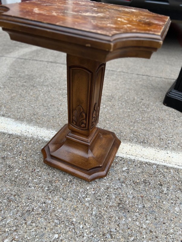 Vintage Heirloom Weiman Side Table- Brown with carvings gallery