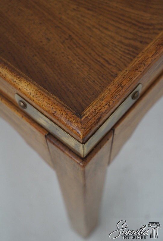 68801: DREXEL Oak Rustic Square Brass Band Lamp Table gallery