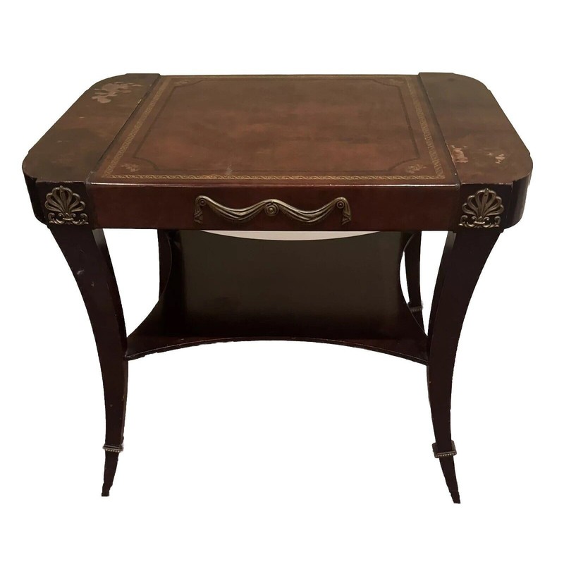 Zangerle & Peterson Regency Two-Tier Side Occasional Table Brass Accents Chicago