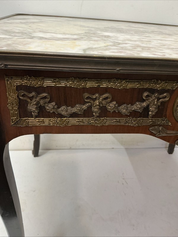 Louis XV Style Marble-Top Coffee Table w/ Bronze Mounts/Porcelain Plaque Insets gallery