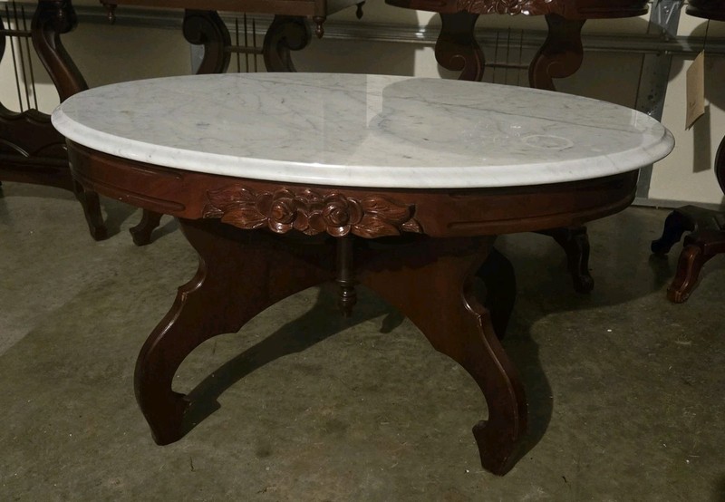 KIMBALL ROSE LYRE HARP ITALIAN MARBLE ACCENT AND COFFEE TABLE SET OF 5 gallery