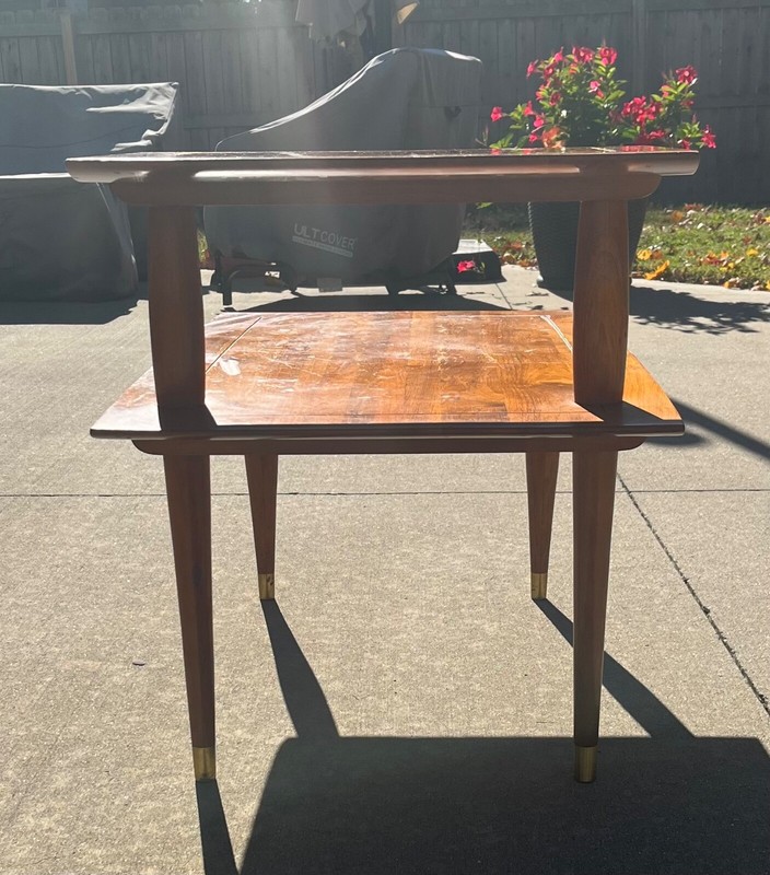 Mid Century Modern Bissman Solid Walnut Two-Tier Side Table / End Table 1959 gallery