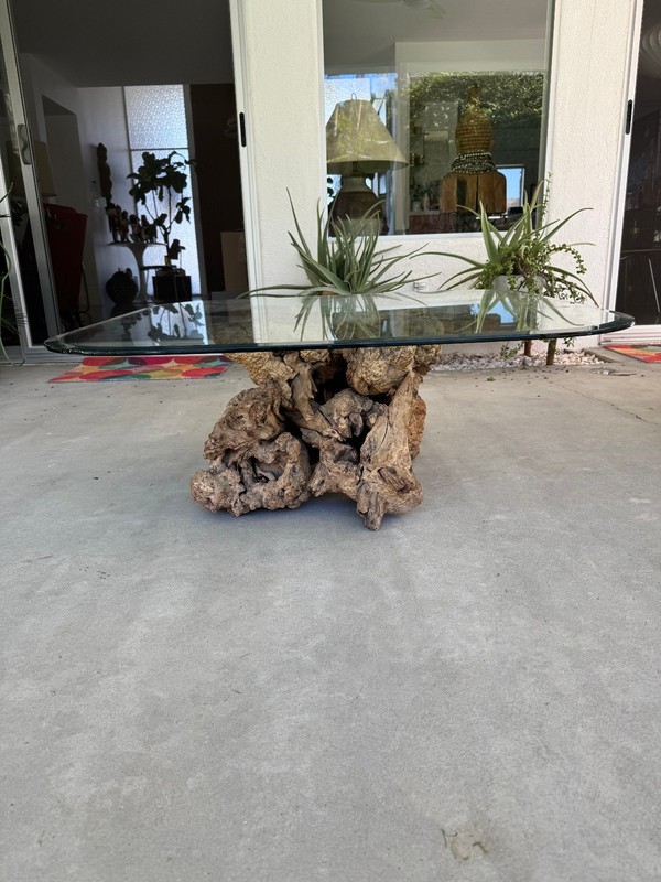 Vintage Burlwood & Glass Coffee Table gallery