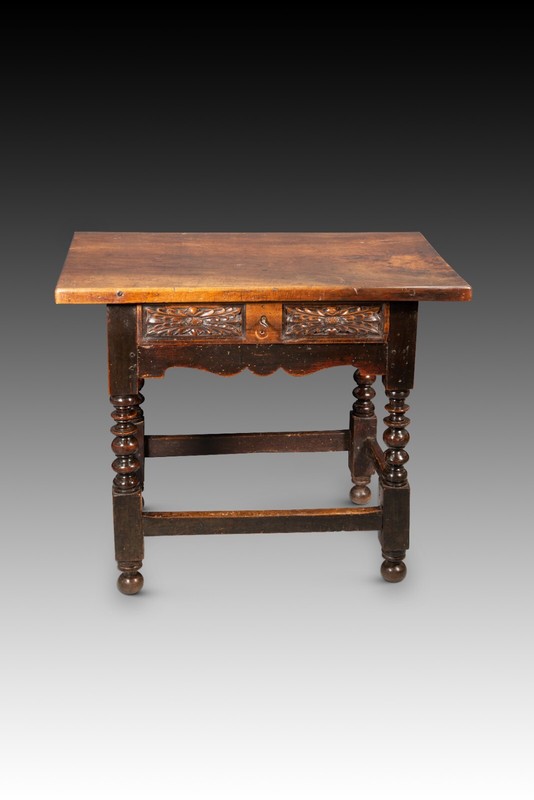 Table. Walnut wood, iron. Spanish school, Guadalajara, 17th century. gallery
