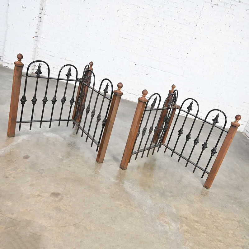 Antique Rustic Wrought Iron Fence Base Custom Dining Table & Beveled Glass Top gallery
