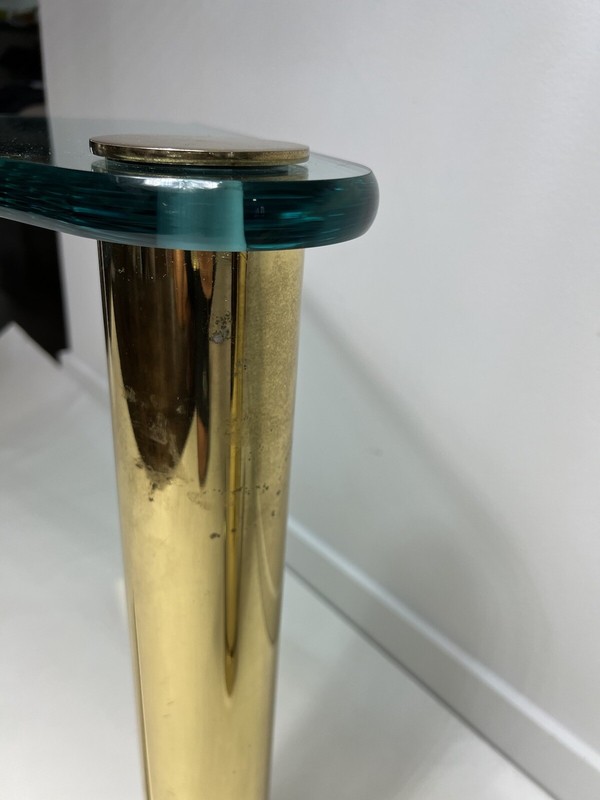 Leon Rosen For Pace Collection Pair of Brass and Glass Side Tables gallery