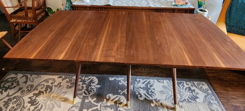 MCM Craddock Refinished Walnut Scissor Leg Table and 6 Chairs