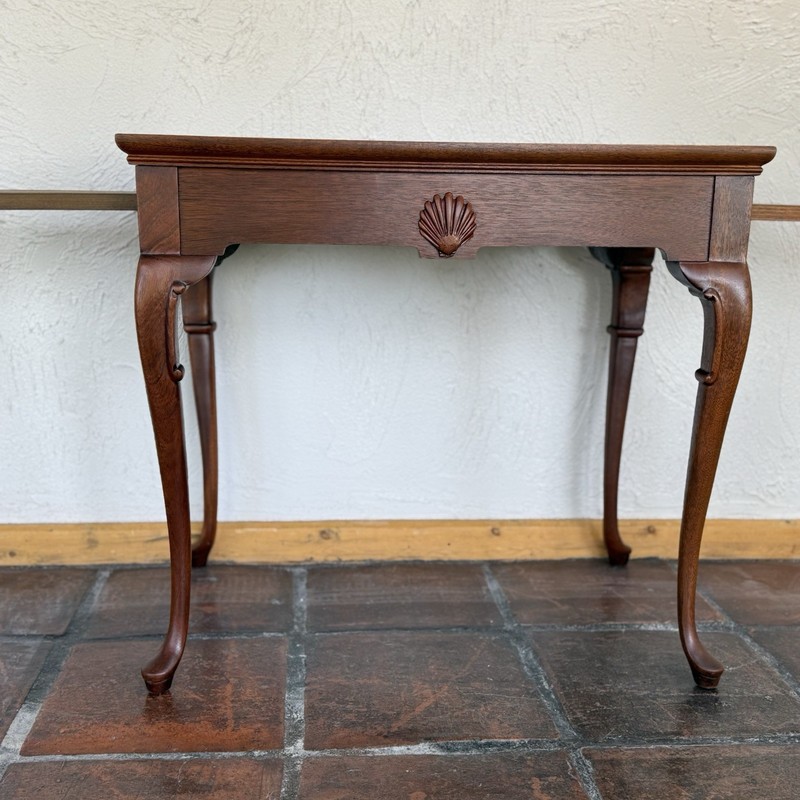 1950s Mahogany Queen Anne Tea Table with sliding Trays