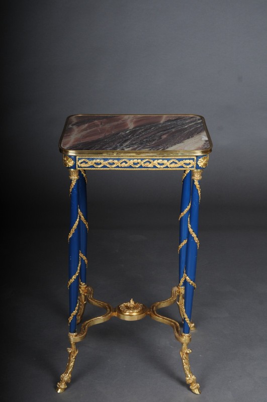 Majestic Empire Side Table 20th Century/Gueridon Beech Wood, Blue Marble gallery