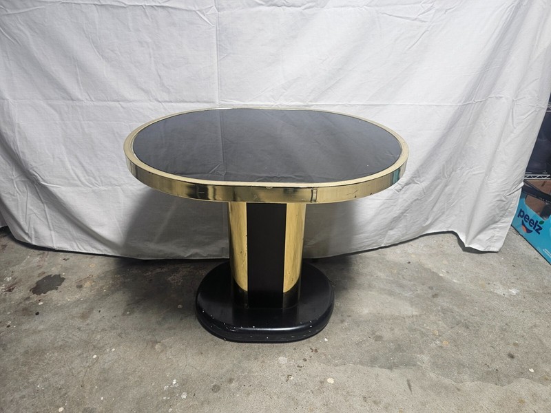 MCM Design Institute of America D.I.A Vintage Black Glass Side Table Gold Metal gallery