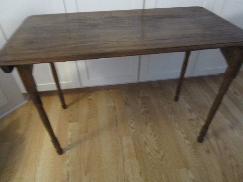Antique American Wood Folding Working Sewing Accent Table w/ ruler 35.75”w 1900s gallery