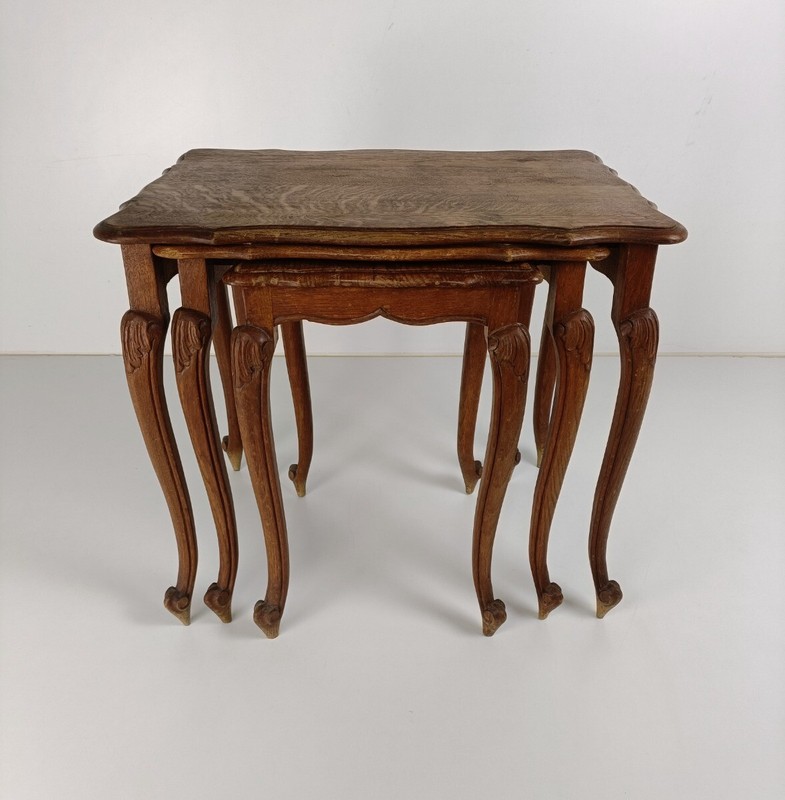 Set of 3 Wood Stacking Nesting Tables Louis XV style Mid Century Modernist Orna gallery