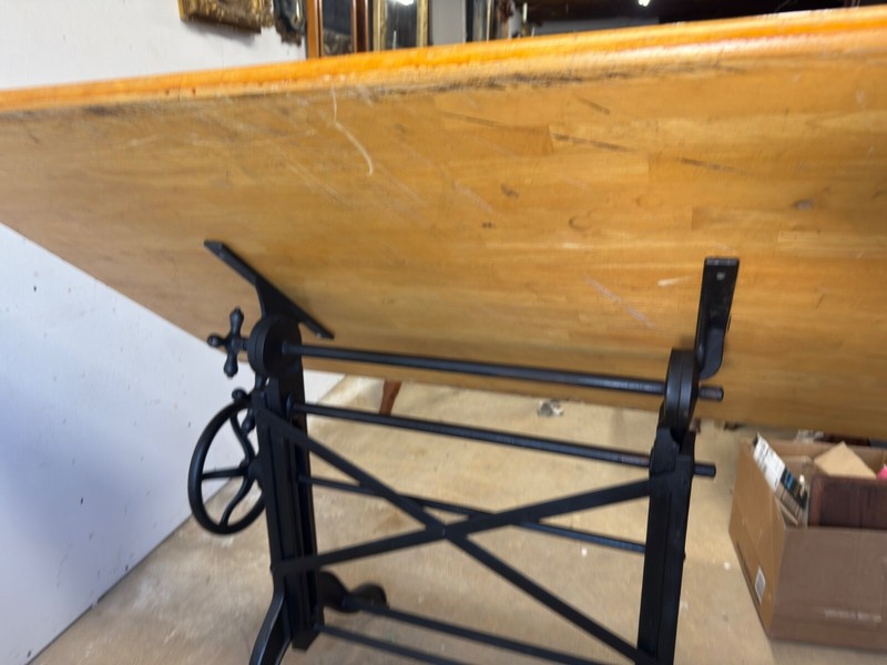 Antique cast iron drafting table architect dining industrial Dietzgen 1900 draw gallery