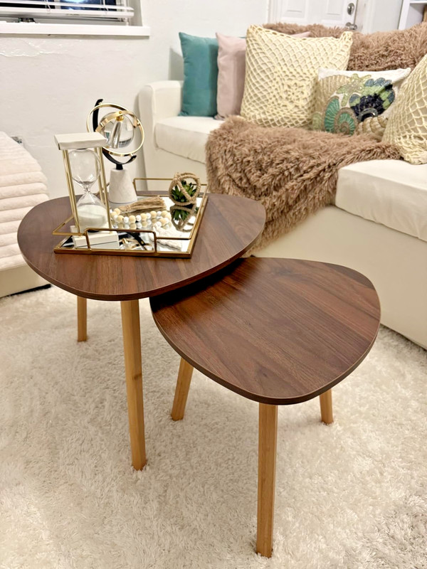 Bamboo Nesting Triangle End Table 21.6"D x 21.6"W x 17"H (Set of 2) gallery