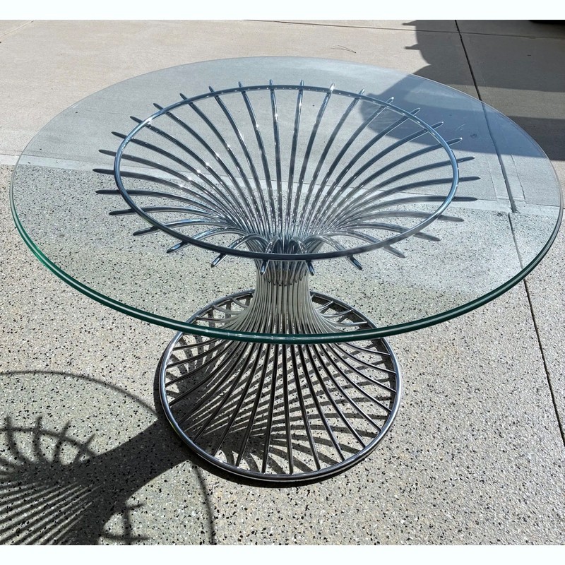 Italian Gastone Rinaldi Margot Stainless Steel and Glass Top Dining Table – MCM