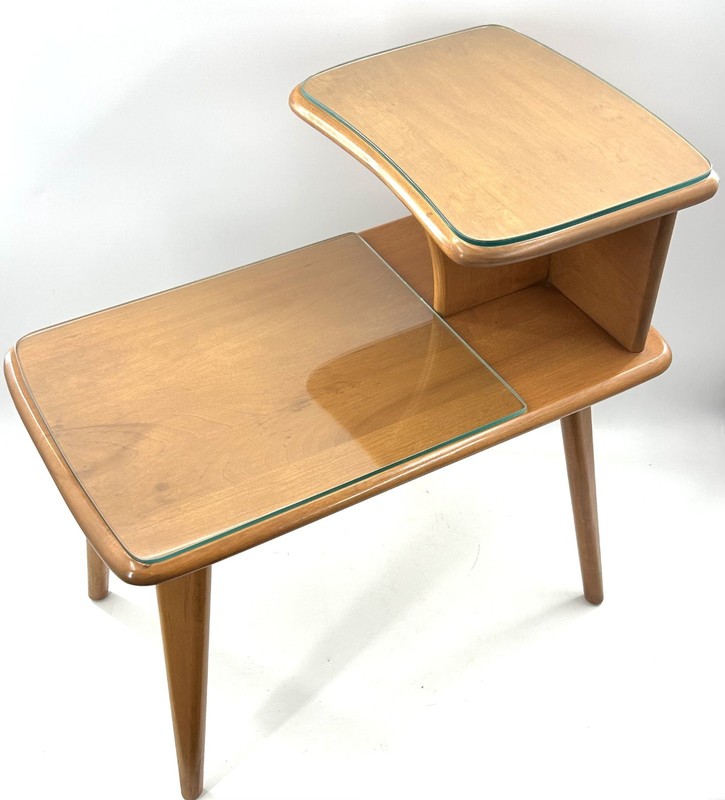 Vintage HEYWOOD WAKEFIELD MCM STEP END TABLE - CHAMPAGNE BIRCH MAPLE gallery