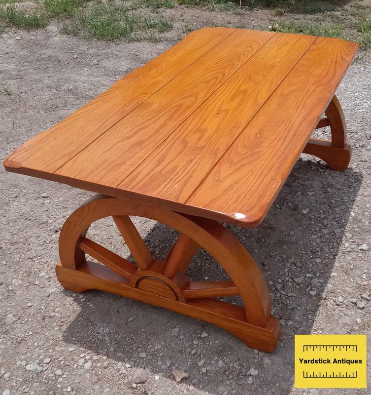 Mid Century Solid Oak Wagon Wheel Coffee Table (CT199)