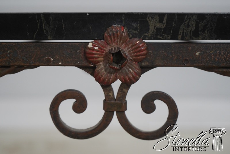 72387: Vintage Wrought Iron Base Marble Top Side Table gallery