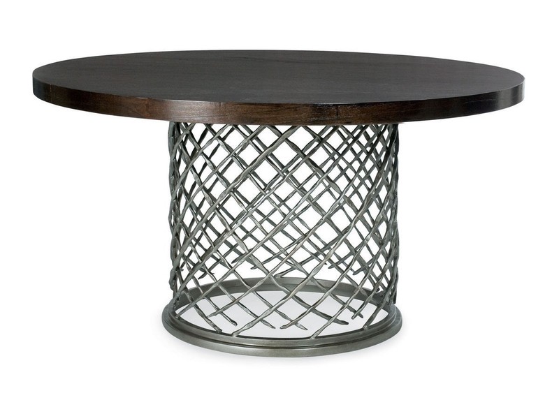 Rare Bernhardt Hallam Metal base Dining Table with Round wooden Top