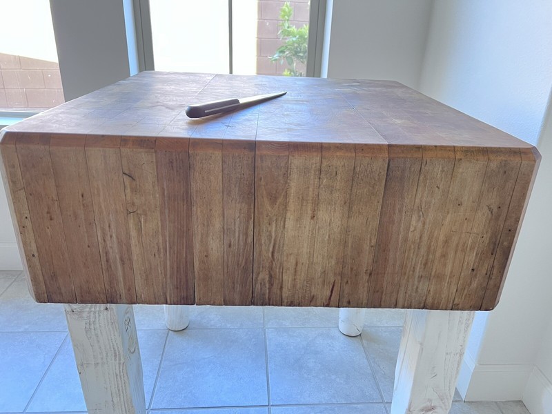 Vintage/Antique Butcher Block Solid Wood Table, 2 Sets Legs - MUST SEE gallery