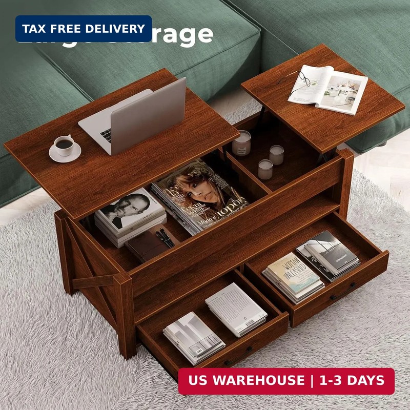 Coffee Table, 47.2" Lift Top Coffee Table with 2 Storage Drawers and gallery