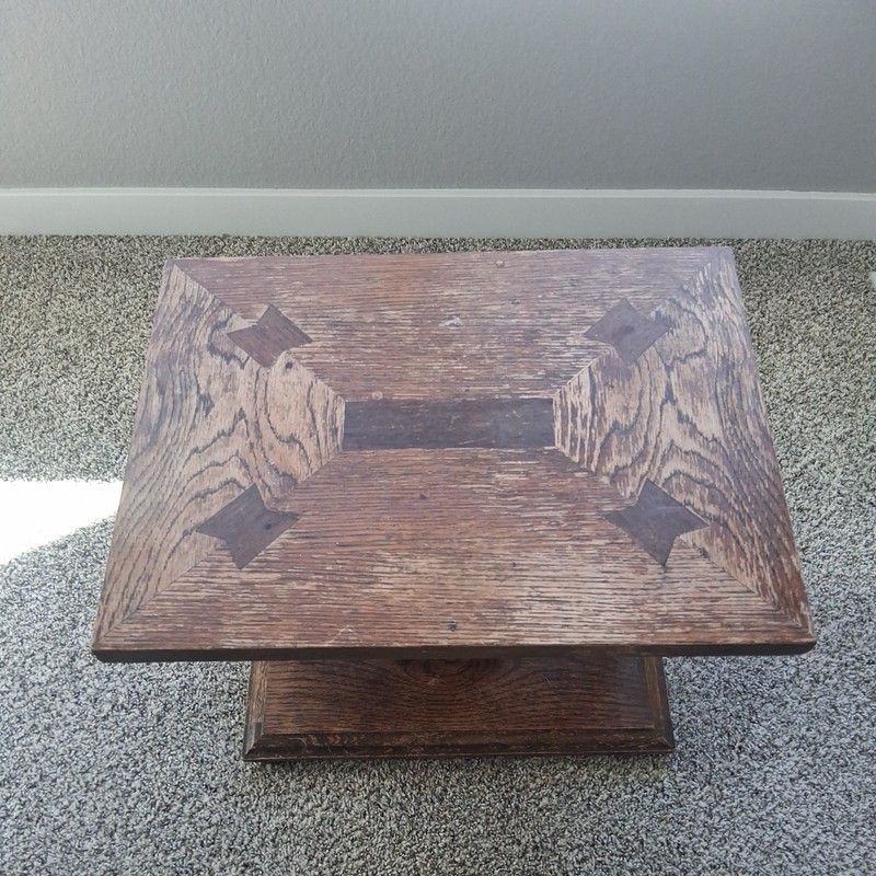 Mid Century Oak and Black Wrought Iron Side Table – Rosewood Butterfly