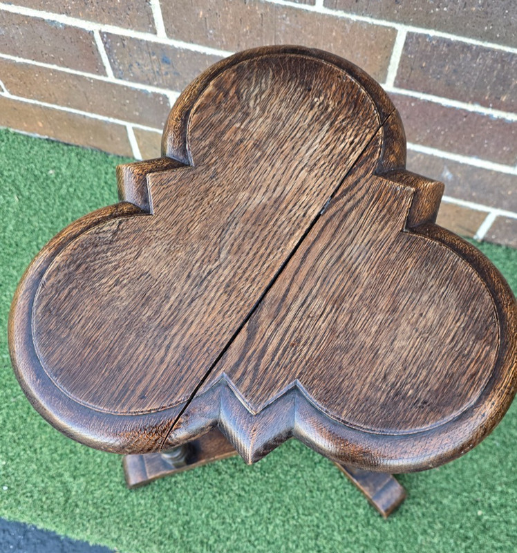 Antique Trefoil Table in Solid Oak British Victorian Free Shipping gallery