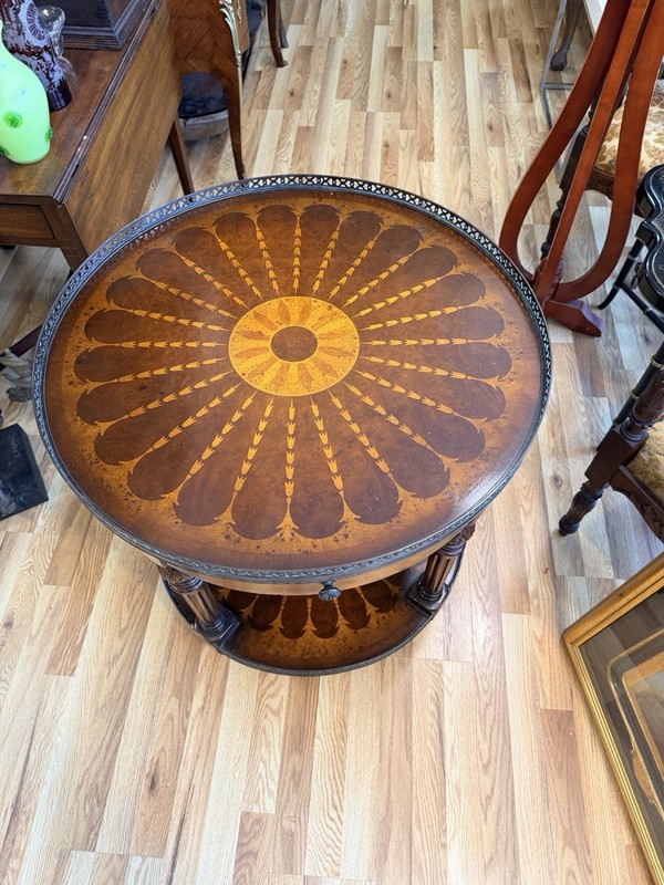 THEODORE ALEXANDER Inlaid 2 Tier Mixed Wood End Table Gallery gallery
