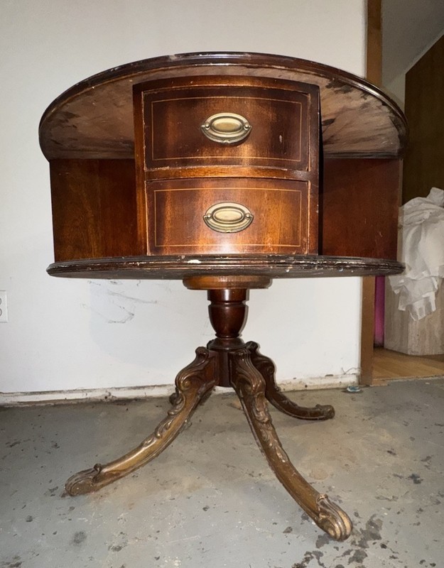 Regency Style Mahogany Rotating Drum Tooled Leather Rent Table – EIGHT DRAWERS gallery
