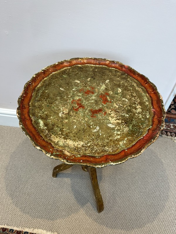Shabby chic Vintage painted ItalianFlorentine Round Wood Table Italy gallery