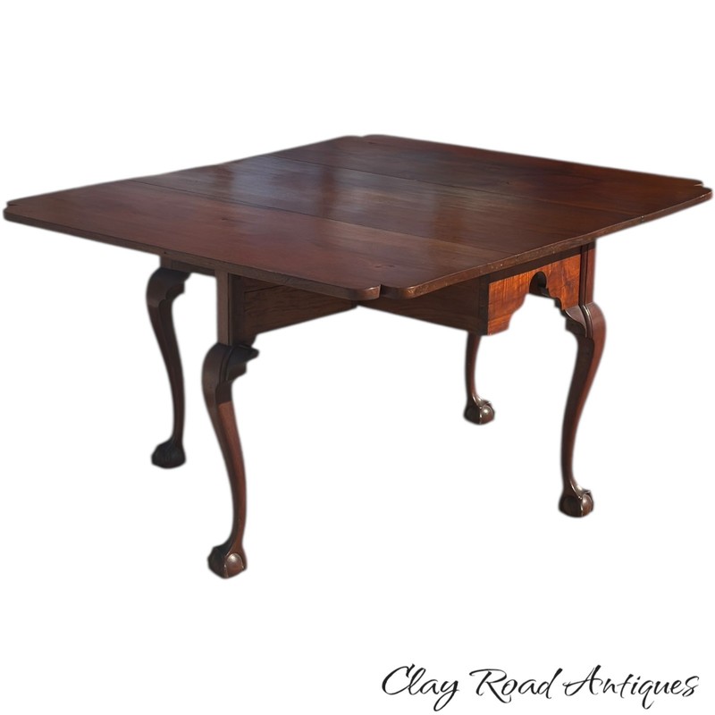 Antique Walnut Chippendale dining table 18th style ball & claw gate leg gallery