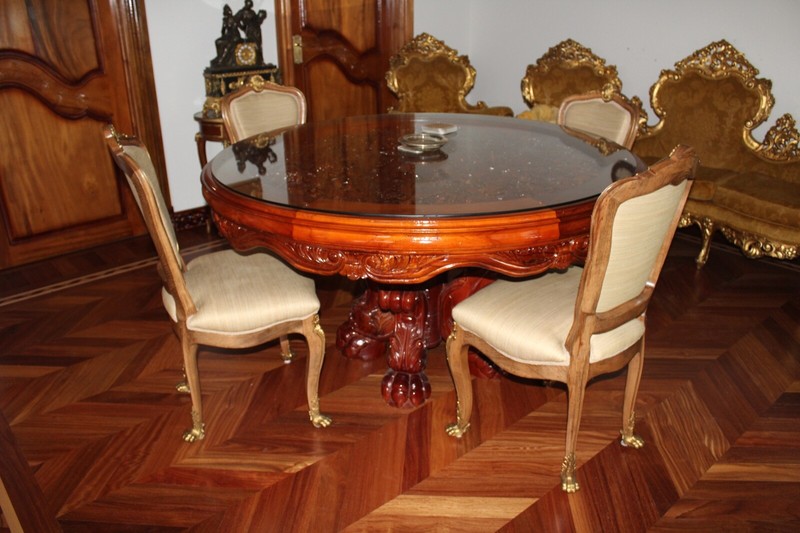 One-of-a-Kind Chippendale Circular Mahogany Dining Table – Hand-Carved