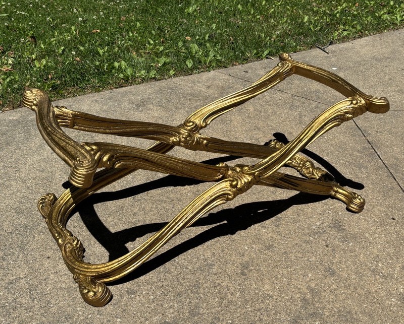 Vintage Francisco Hurtado Spanish Regency Giltwood Coffee Table X Base Stand gallery