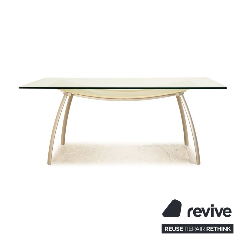 Frag Glass Dining Table Dining Room Silver Cream Leather gallery