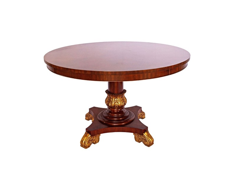 Federal Style Mahogany Dining Center Table Bevan-Funnell Gilded Vintage 48”