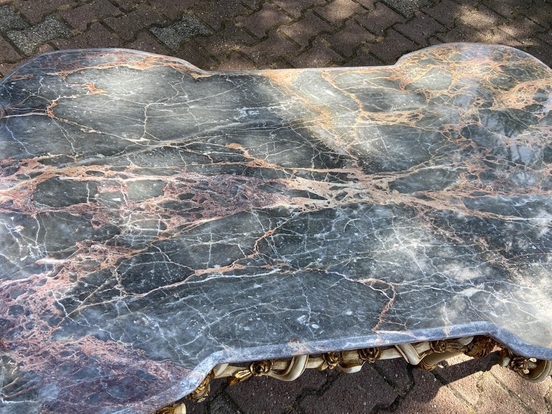 Table French Louis XVI Coffee 1960s Marble Gold Leaf Beech Vintage Chic Decors gallery