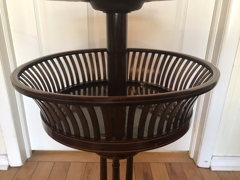 Two Tier Rosewood Table With Inlaid Marquetry/ England Circa 1910 gallery