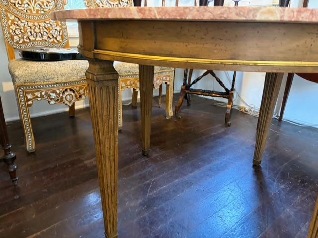 Italian Round Marble Top Center Table Squar Tapered Legs gallery