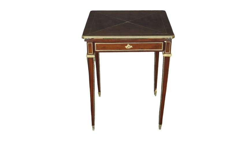 Fine French Mahogany and Felt Games or Napkin Louis XVI Table