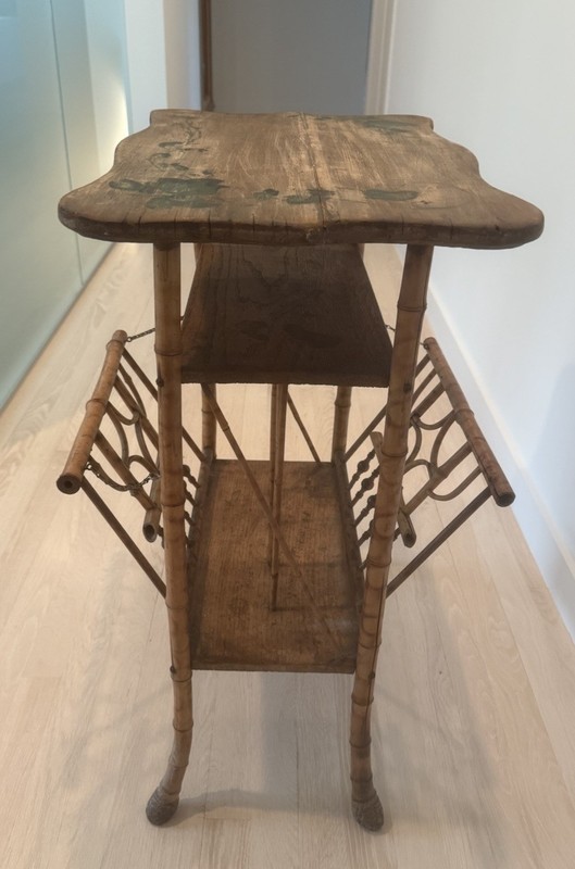 Victorian Burnt Bamboo & Cane Magazine/Accent Table 29 x 26 x 14” gallery