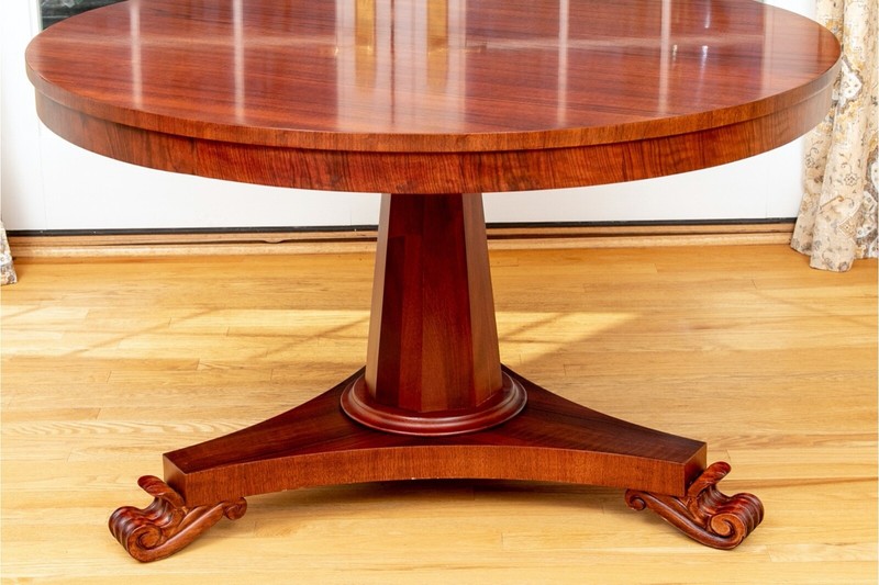 Hand Carved Mahogany Center Hall Pedestal Table