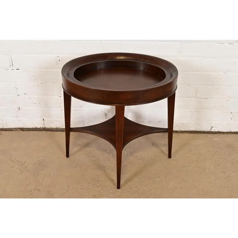John Widdicomb Modern Regency Drinks Table With Removable Pewter Serving Tray gallery