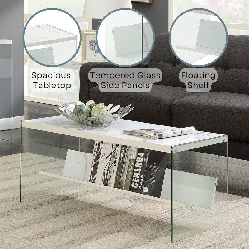 SoHo Glass Coffee Table with Shelf gallery