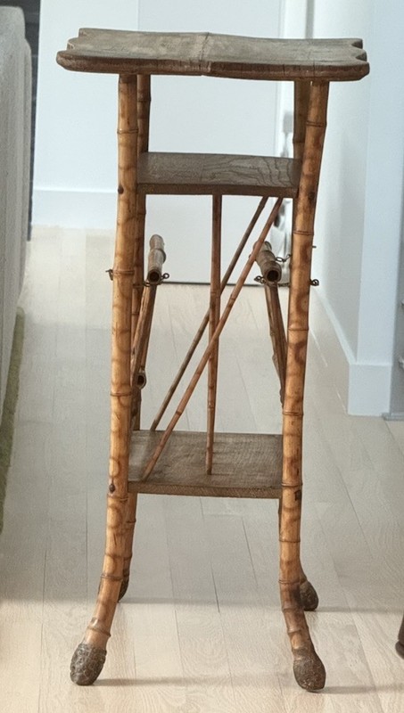 Victorian Burnt Bamboo & Cane Magazine/Accent Table 29 x 26 x 14” gallery