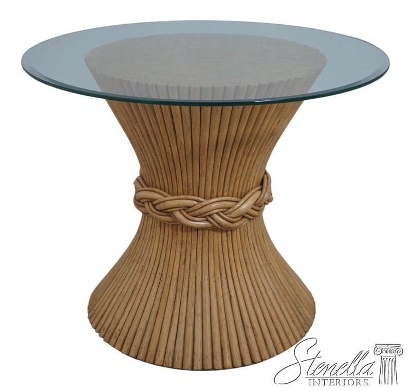 72785: MCGUIRE by BAKER Bamboo Base Beveled Glass Top Center Or Dining Table