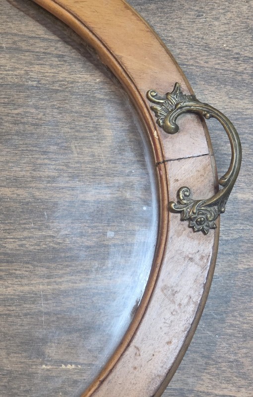 Antique French Renaissance Oval Accent Table Carved Wood Figural Maidens Glass gallery